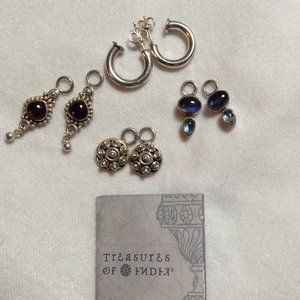 Sterling Silver Earring Charms with Sterling Silver Earrings, Garnet, Blue Topaz